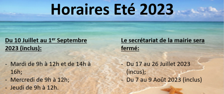 Horaires d'Eté 2023